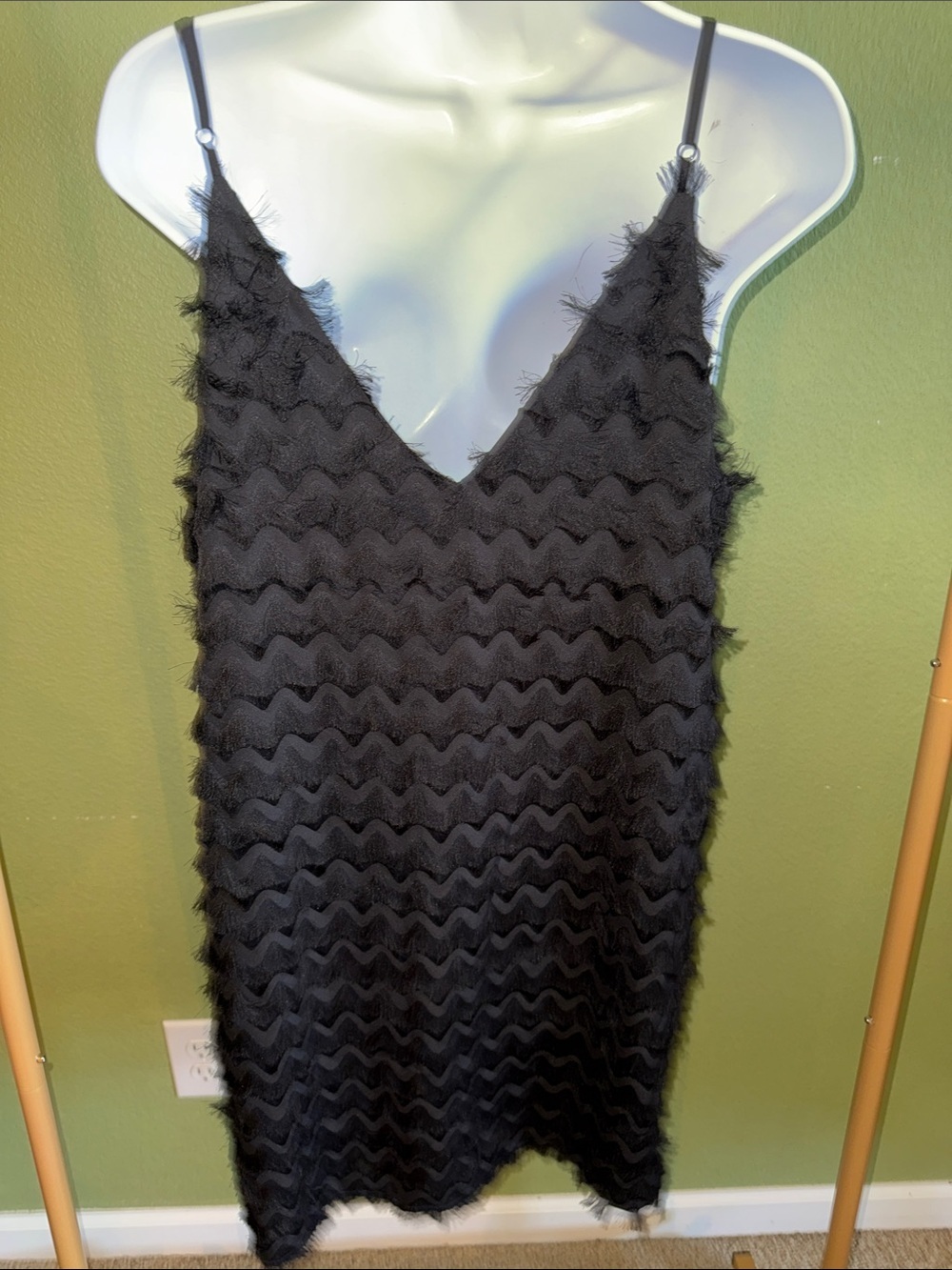 Cupshe Black Faux Feathered Dress with Thin Straps - Picture 3 of 7
